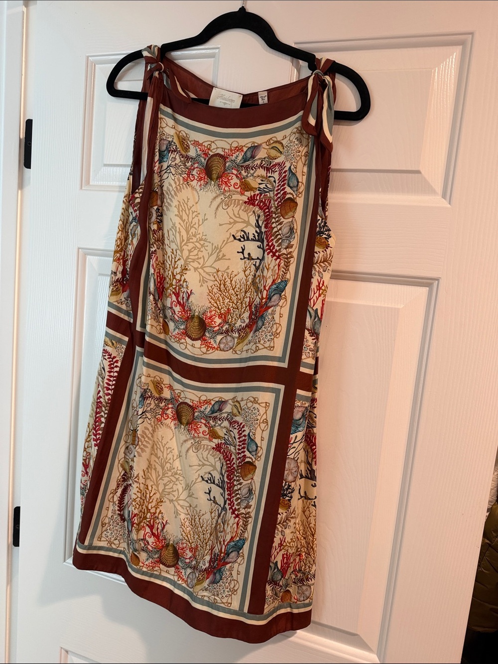 Doen Coral Reef Print Mini Dress in Cream, Rust, Teal - Picture 4 of 8